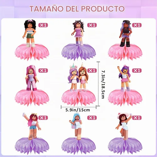 Vista 2 de 9 piezas de centro de mesa de panal de abeja para niños, adolescentes, niñas, niños, nueve diseños originales, decoraciones de cumpleaños