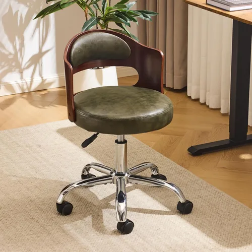 Vista 10 de VINGLI Silla de Escritorio de Oficina en Casa sin Brazos, Silla Giratoria Ajustable, de Doble Uso con/sin Ruedas, Pequeña Silla de Trabajo Curvada