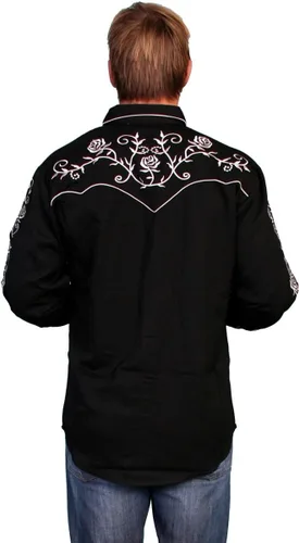 Vista 2 de Scully P706-Wht - Camisa vaquera de manga larga con bordado floral para hombre
