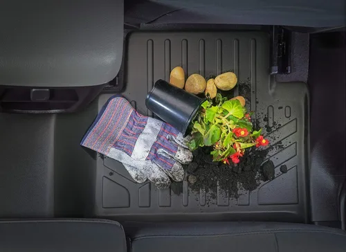 Vista 8 de MAXLINER Juego de alfombrillas de 2 filas y forro de carga detrás de la segunda fila, color negro para Hyundai Santa Fe 2013-2018 con asiento