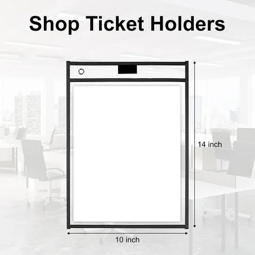 Vista 2 de Paquete de 50 bolsillos de borrado en seco, 10 x 14 pulgadas, soportes de plástico para boletos de trabajo, fundas transparentes para boletos