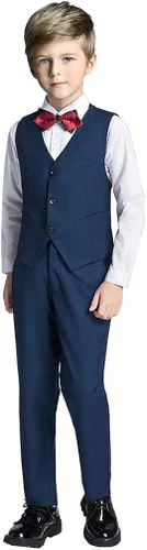 Vista 3 de Fersumm Traje ajustado para niños, trajes formales para niños, conjunto de chaleco y camisa