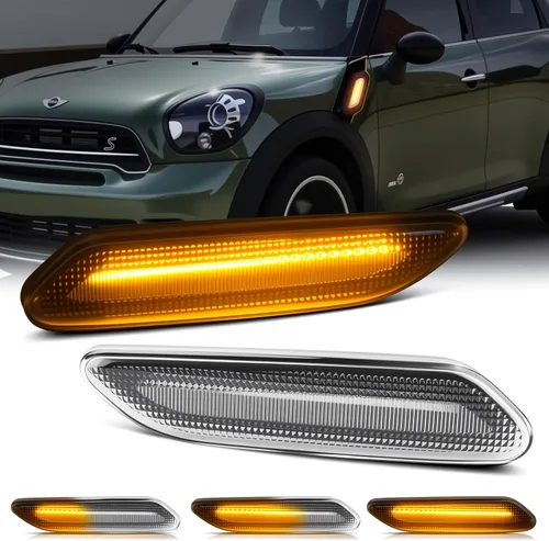 Vista 11 de D-Lumina Luces LED Secuenciales de Marcador Lateral Señal de Giro Conjunto de Lámpara Intermitente Lente Transparente para MINI Cooper R50 R52 R53