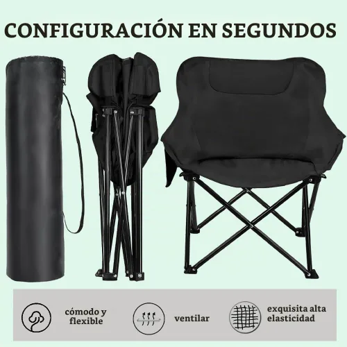 Vista 4 de Silla de camping portátil – Sillas plegables de alta resistencia, plegable, resistente, plegable, ligera, compacta, para campamento al aire libre