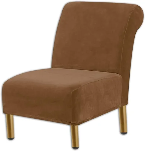 Vista 18 de Funda para silla decorativa sin brazos, de terciopelo elástico, extraíble, lavable, protector moderno de muebles con parte inferior elástica