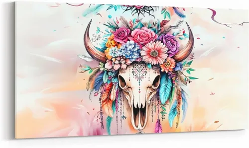 Vista 30 de Daisy Florals Wall Artwork Decor,Cartoon Blue Wildflowers Wall Painting for Boys Girls Women,Retro Country Style 38" Lx19 W