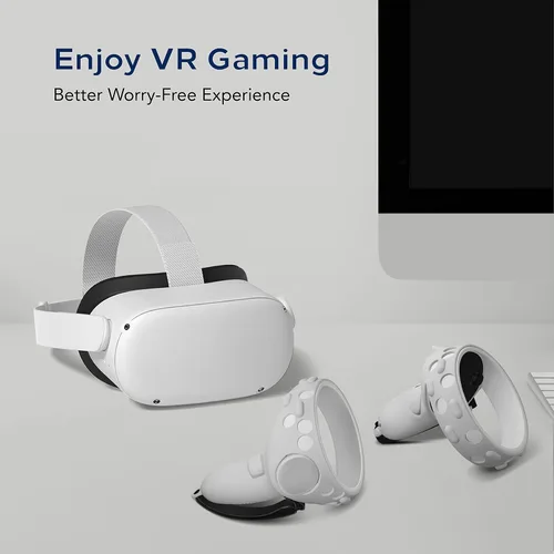 Vista 7 de TNP Controller Grips for Oculus Quest 2 Meta Quest 2 Knuckle Strap White VR Touch Controller Hand Grip Cover Protector Sleeve with Anti-Throw