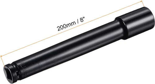 Vista 2 de uxcell 1/2" Drive by 0.669 in Deep Socket, acero CR-V tratado térmicamente 8" longitud, tamaños métricos de 6 puntos