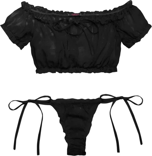 Vista 65 de Avidlove - Conjunto de brasier y braga con volantes, conjunto de lencería tipo babydoll de malla