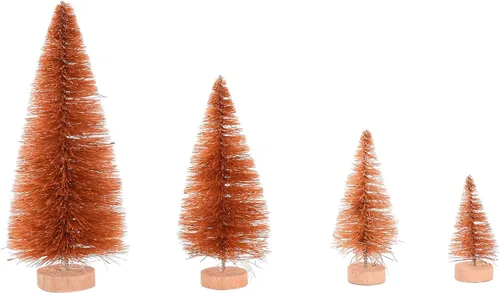 Vista 11 de JUOPZKENN 16 árboles de Navidad artificiales verdes, seda y madera, mini árboles de pino Xmax para manualidades, decoración de invierno, decoración