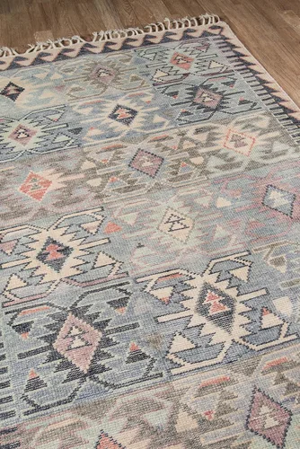 Vista 2 de Momeni Nomad - Alfombra de lana de 2 pies 3 pulgadas x 8 pies, color azul