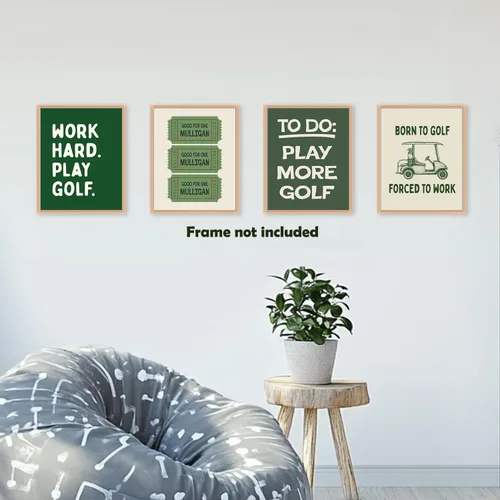 Vista 6 de Pleonox Juego de 4 impresiones artísticas inspiradoras para pared de golf verde retro de 8 x 10 pulgadas, decoración de sala de deportes, fotos