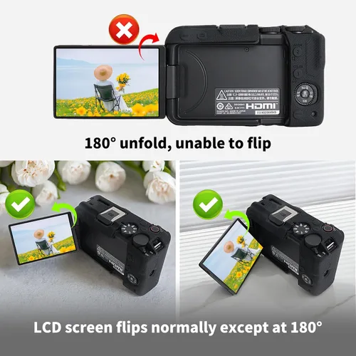 Vista 6 de Rieibi Funda de silicona para cámara Canon EOS R50 V, funda protectora suave para cámara Canon EOS R50V, accesorios con 2 protectores de pantalla