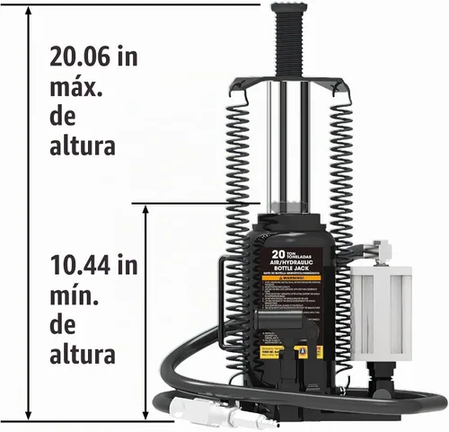 Vista 2 de Torin ATA92006B - Gato neumático hidráulico de aire de botella de 20 toneladas (40,000 libras) de alta capacidad con bomba manual para camiones Negro