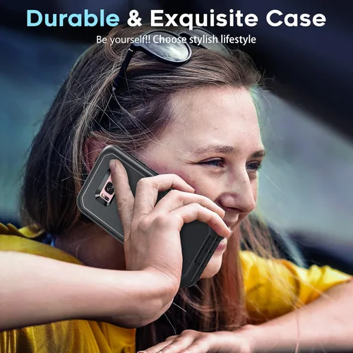 Vista 6 de LeYi Funda compatible con Galaxy S8: no compatible con S8 Plus: cubierta exterior de goma 3 en 1 de cuerpo completo a prueba de golpes, resistente