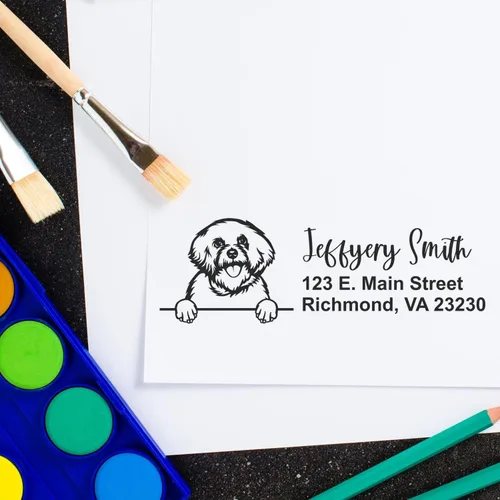 Vista 26 de American Bulldog Stamp Duo, Custom Return Address for Dog Lovers, Personalized Mail Mark for Letters and Cards