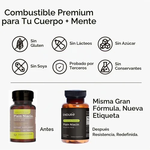 Vista 3 de ENDUR Niacina simple 250 mg, liberación inmediata, ácido nicotínico, 100