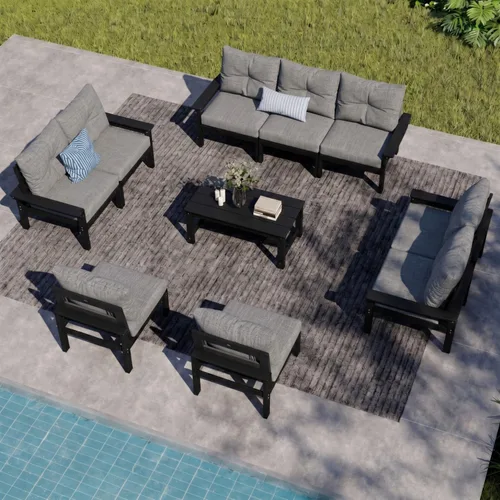 Vista 32 de Juego de muebles de patio HDPE de 13 piezas con mesas