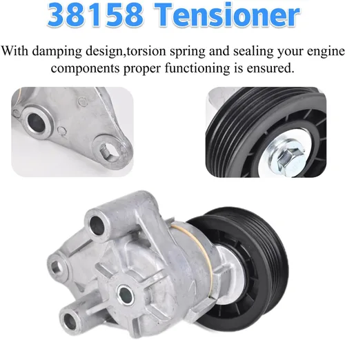 Vista 3 de PANNUOSCS - Conjunto tensor de correa con polea 38158 para Silverado Sierra Compatible con Chevy GMC Cadillac Buick Hummer Avalanche Express