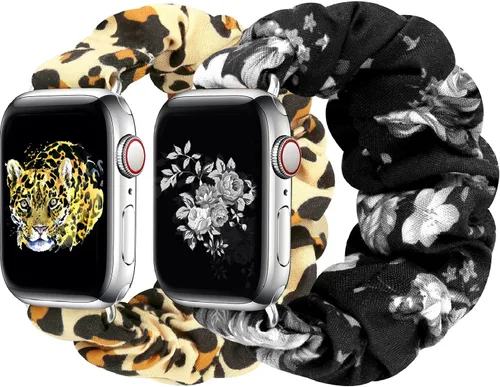Vista 35 de Greatfine - Correa elástica para reloj Apple Watch Scrunchie de 38mm 40mm 42mm 44mm, correa elástica suave, con iWatch Series 6 SE 5 4 3 2 1, S L