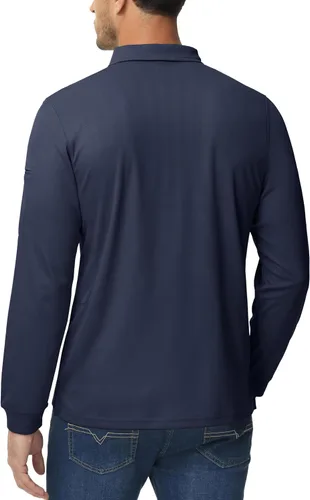 Vista 5 de MAGCOMSEN Camisas polo para hombre, 3 botones, secado rápido, manga larga, tácticas, camisa de golf