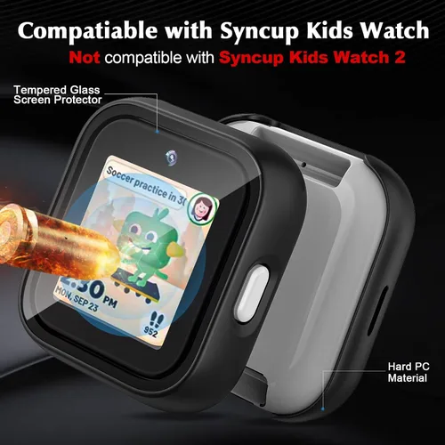 Vista 2 de Paquete de 2 fundas compatibles con T-Mobile SyncUp Kids Watch, carcasa rígida de policarbonato con vidrio templado para accesorios de reloj SyncUp