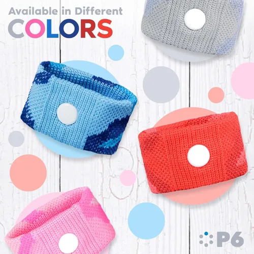 Vista 8 de P6 Bandas de mareo por movimiento para niños, pulseras para niños antináuseas, crucero por mar, viajes, enfermedades del automóvil, alivio natural