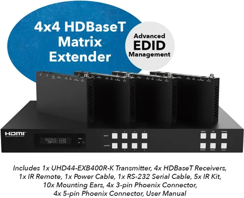 Vista 8 de OREI Extensor Matriz Switch 4x4 400ft 4K HDBaseT PoC bidireccional IR CEC Extensor de conmutadores de matriz, matriz HDMI HDBaseT - 18 Gbps, Dolby