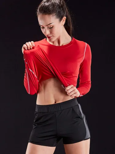 Vista 3 de CADMUS Paquete de 1 o 3 camisetas de entrenamiento de manga larga para mujer, camiseta de compresión de ajuste seco para correr