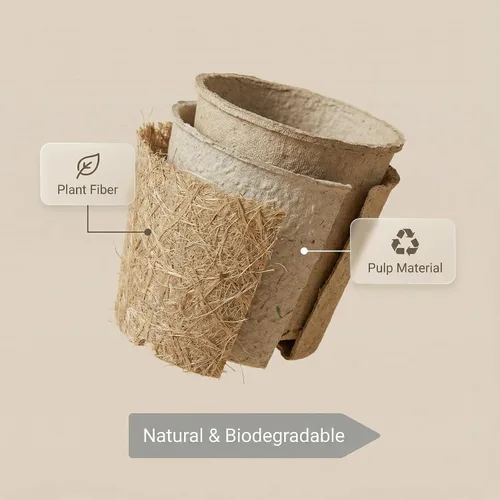 Vista 5 de Paquete de 20 macetas de turba de 5 pulgadas con 20 etiquetas para plantas, macetas biodegradables con agujeros de drenaje, macetas de vivero
