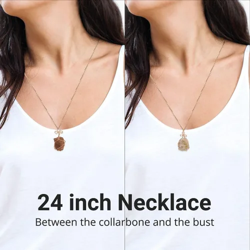 Vista 4 de Crystal Necklace Amethyst Rose Quartz Fluorite Necklace Sets 24" Set of 2