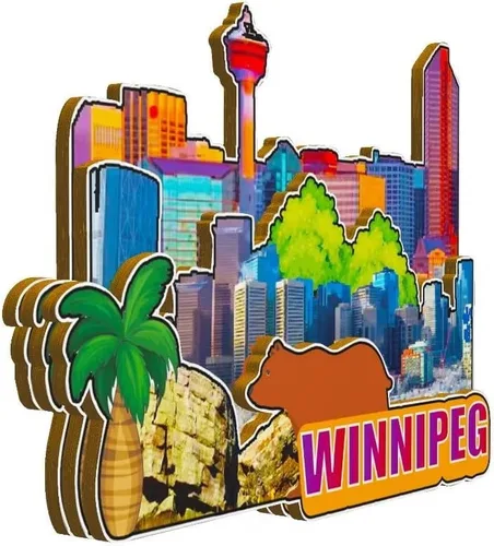 Vista 2 de Winnipeg - Imán de madera para nevera, diseño de Canadá, Canadá, Monumentos 3D, recuerdos coleccionables, decoración hecha a mano, 1906
