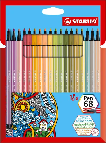 Vista 10 de STABILO Pen 68 - Bolígrafo de punta de fibra de alta calidad, paquete de 15, colores surtidos, incluyendo 5 colores neón