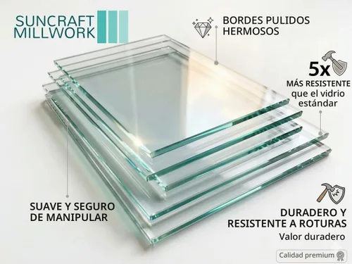 Vista 2 de Vidrio de corte personalizado - 1/8", 5/32", 3/16", 1/4", 3/8" de espesor Paneles de vidrio templado y recocido para estantes, encimeras, puertas