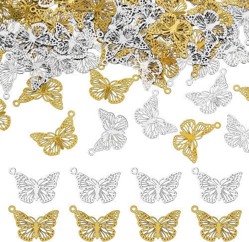 Vista 8 de Butterfly Charms Filigree Butterfly Heart Connector Charms Stainless Steel Pendant Insect Animal Pendants for Jewelry Making Earrings Necklaces