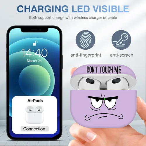 Vista 3 de Funda para Airpods de 3ª Generación, No Me Toques Funda Genial con Cordón Ojos Grandes Dibujos Animados Lindos para Funda de Airpods de 3ª