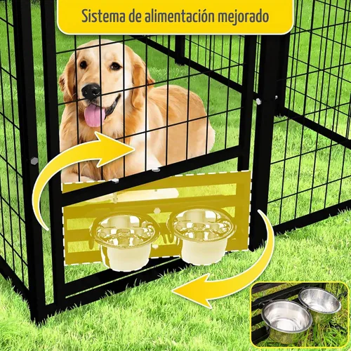 Vista 9 de Perrera para perros grandes, para exteriores, corralito para perros, casa de valla para patio, perrera resistente para perros con puerta