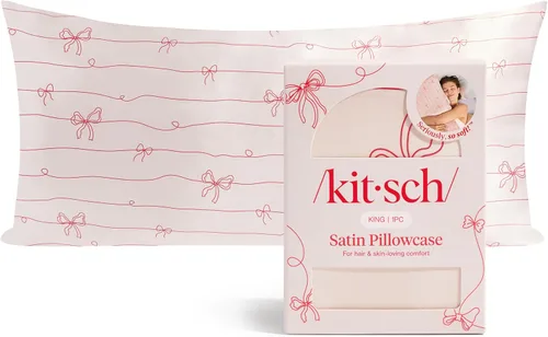 Vista 31 de Kitsch Funda de almohada de satén con cremallera, tamaño estándar, Aura