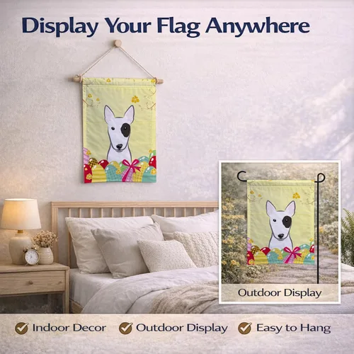 Vista 129 de Caroline's Treasures BB1923GF Bandera decorativa para jardín con diseño de Border Collie, para caza de huevos de Pascua, para jardín, jardín, patio