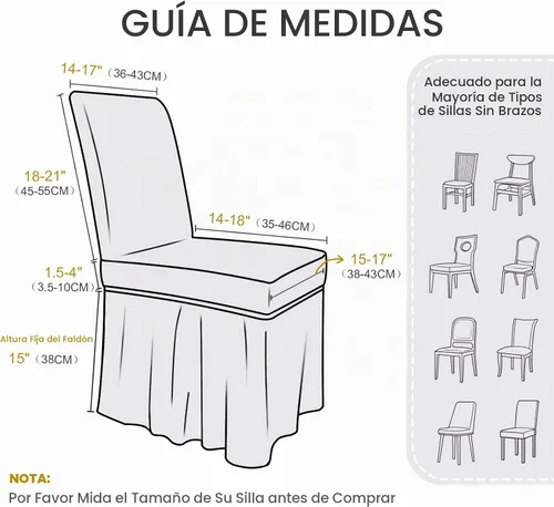 Vista 2 de NICEEC Fundas de silla de elastano para sillas de comedor, juego de 2 fundas de silla de comedor extraíbles con falda, fundas para sillas Parson