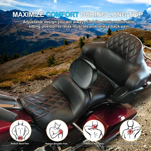 Vista 5 de Respaldo desmontable para conductor, respaldo ajustable con almohadilla para Harley Touring CVO Street Glide Road Glide Road King Ultra Limited