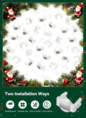 Vista 3 de Brightown Clips magnéticos para luces de Navidad, 100 unidades de clip magnético para luces navideñas, pinzas magnéticas inastillables para C7/E12