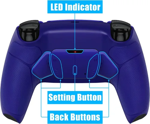 Vista 6 de eXtremeRate Cobalt Blue Rubberized Grip Programable RISE4 Remap Kit for PS5 Controller BDM-030 040 050, Upgrade Board & Redesigned Back Shell & 4