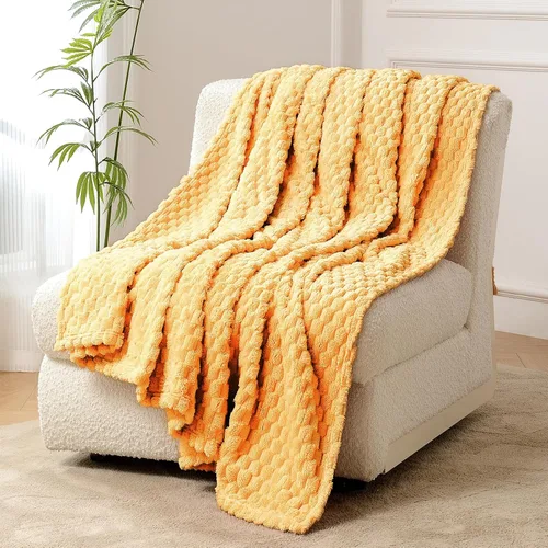 Vista 14 de FY FIBER HOUSE Manta de Vellón para Sofá 300GMS Súper Suave de Felpa Difusa Mantas y Cobijas para Sofá Cama Oficina, 40x50 Pulgadas, Beige