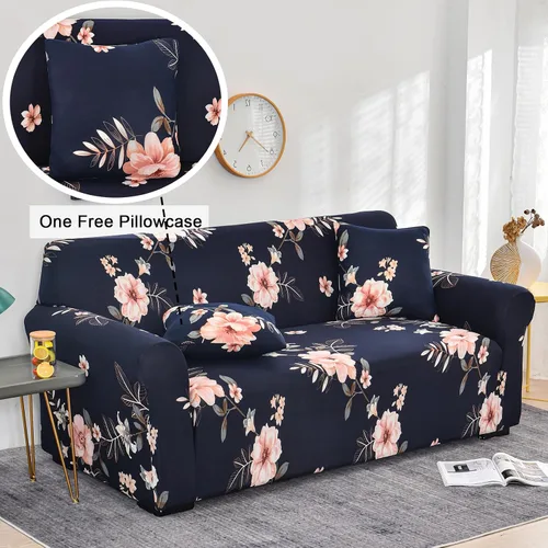 Vista 3 de Funda estampada para sofá, funda elástica para sofá, protector de sofá para sofá de 3 plazas, funda elástica para sofá con 1 funda de almohada
