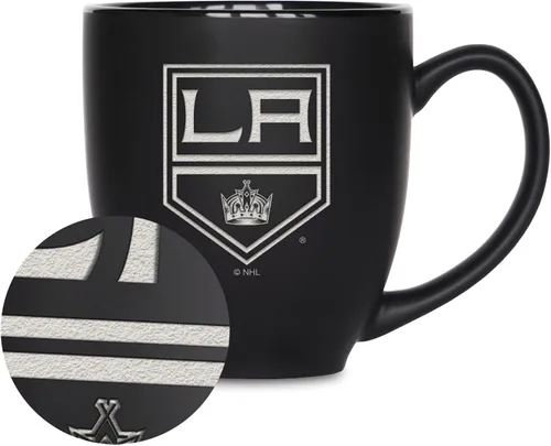 Vista 8 de Rico Industries NHL Hockey - Taza bistró de cerámica negra mate de 15 onzas