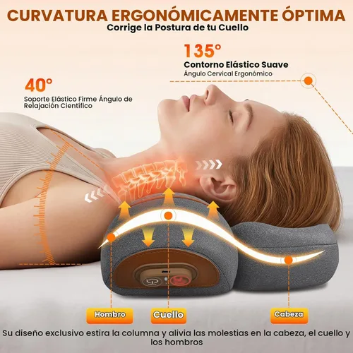 Vista 2 de Almohada masajeadora de cuello inalámbrica 3 en 1 con calor, masajeador