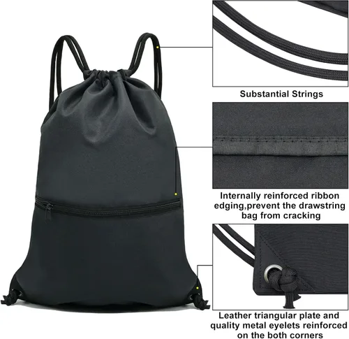 Vista 5 de HOLYLUCK - Mochila, bolsa deportiva con cordón ajustable para gimnasio