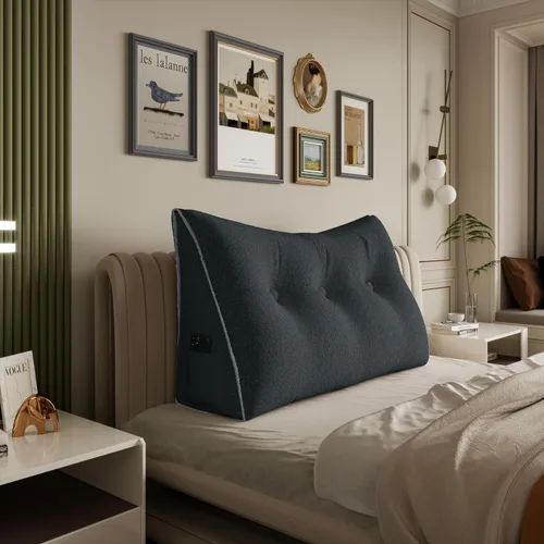 Vista 74 de Almohada de cabecera gruesa totalmente rellena tamaño Queen, cabecera acolchada suave y firme, soporte grande, triangular, almohada de cuña