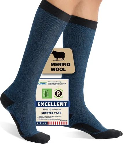 Vista 20 de Merino Wool Compression Socks for Women Men 15-20 mmHg for flying Bobina gris